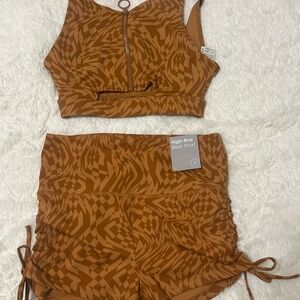 Forever21 Workout Set Brown Swirl